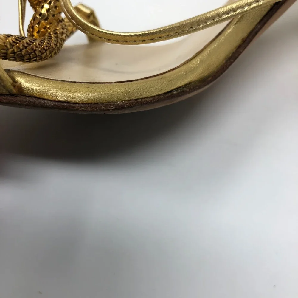 Jimmy Choo Stilletto Heels Womens 35.5 US 5.5 Leather‎ Gold Strappy Slingback